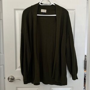 Dark Green Open Front Cardigan